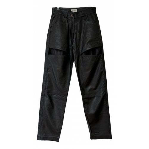 Pre-owned Beau Souci Leather Straight Pants In Black