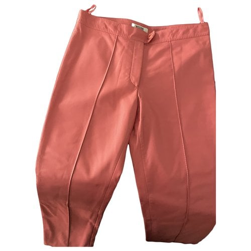 Pre-owned Moschino Leather Slim Pants In Pink