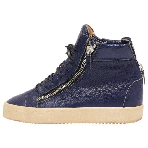 Pre-owned Giuseppe Zanotti Leather Trainers In Navy
