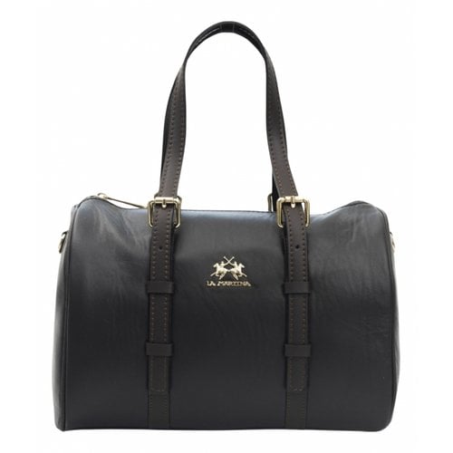 Pre-owned La Martina Leather Travel Bag In Black