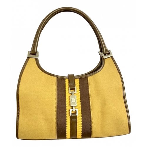 Pre-owned Gucci Jackie Cloth Satchel In Yellow