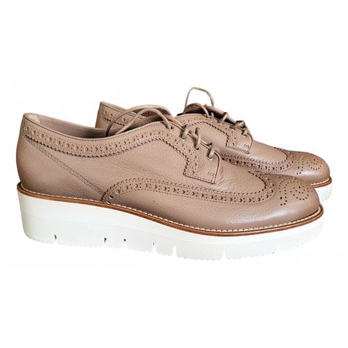 Pre-owned Santoni Leather Lace Ups In Camel
