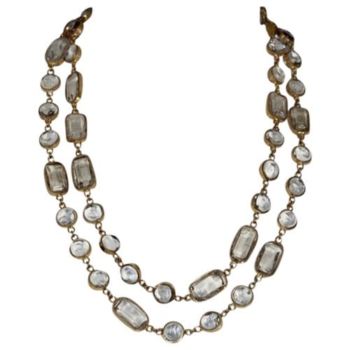 Pre-owned Chanel Crystal Necklace In Gold