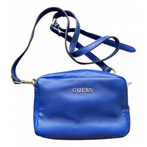 Pre-owned Guess Vegan Leather Crossbody Bag In Blue