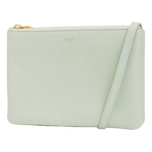 Pre-owned Celine Trio Leather Clutch Bag In Green