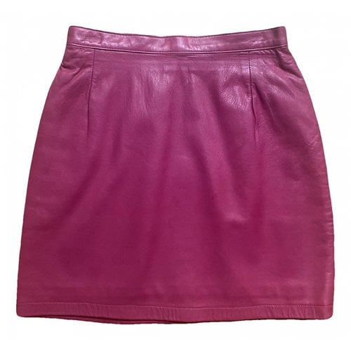 Pre-owned Ann Taylor Leather Mini Skirt In Pink