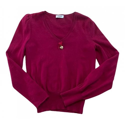 Pre-owned Moschino Wool Jumper In Burgundy