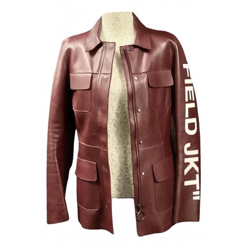 Pre-owned Off-white Leather Jacket In Burgundy