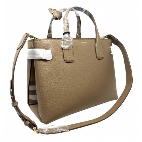 Pre-owned Burberry The Banner Leather Handbag In Camel