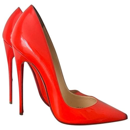 Pre-owned Christian Louboutin So Kate Leather Heels In Orange