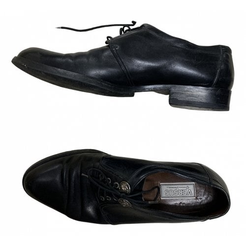 Pre-owned Versus Leather Lace Ups In Black