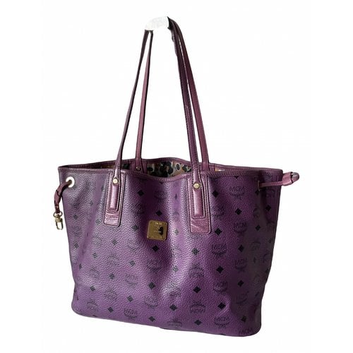 Pre-owned Mcm Anya Leather Tote In Purple