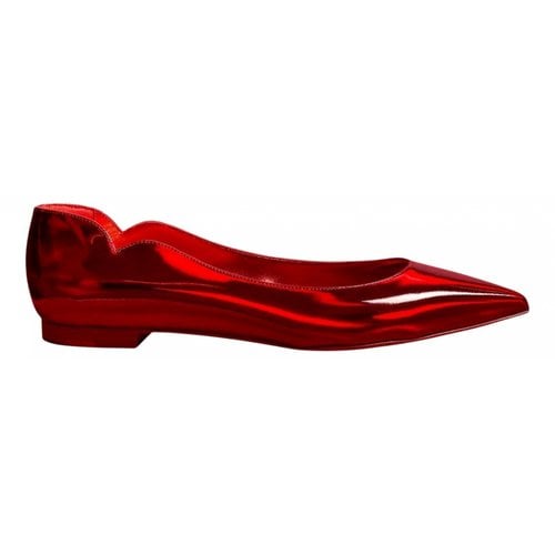 Pre-owned Christian Louboutin Patent Leather Ballet Flats In Red