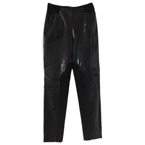 Pre-owned Emanuel Ungaro Leather Straight Pants In Black
