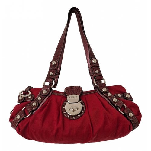 Pre-owned Guess Cloth Handbag In Burgundy