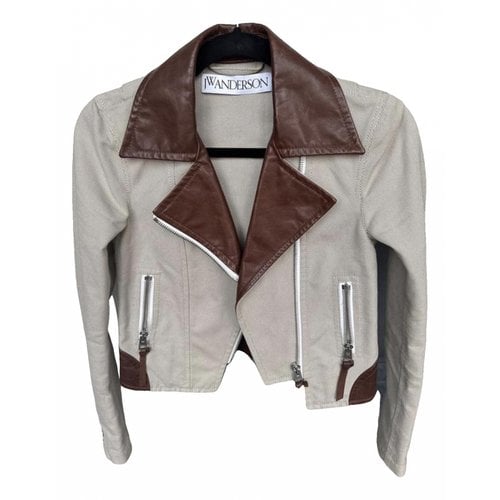 Pre-owned Jw Anderson Leather Jacket In Grey