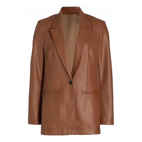 Pre-owned Staud Leather Blazer In Brown