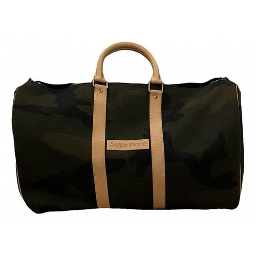 Pre-owned Louis Vuitton X Supreme Cloth Travel Bag In Green