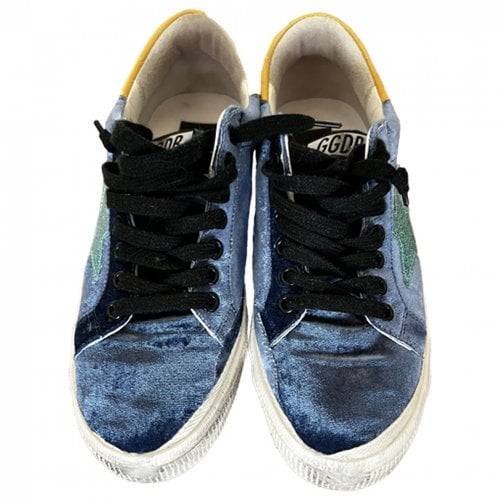 Pre-owned Golden Goose May Velvet Trainers In Blue