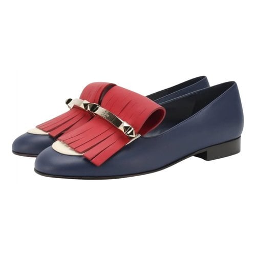 Pre-owned Valentino Garavani Leather Flats In Navy