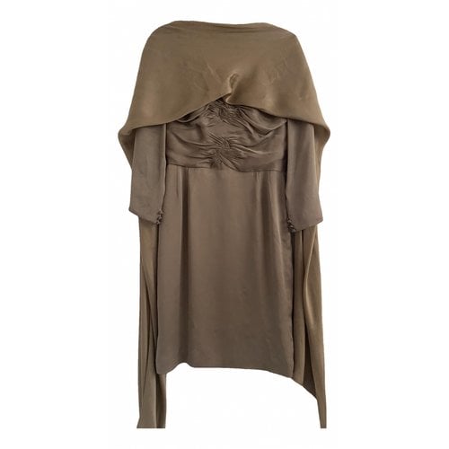 Pre-owned Valentino Silk Mid-length Dress In Brown
