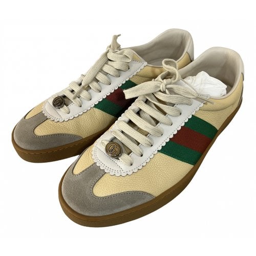 Pre-owned Gucci G74 Vegan Leather Low Trainers In Yellow