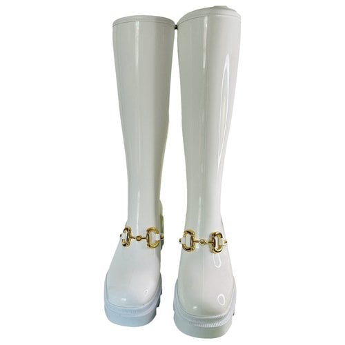 Pre-owned Gucci Wellington Boots In White