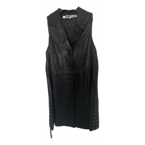 Pre-owned Mcq By Alexander Mcqueen Leather Biker Jacket In Black