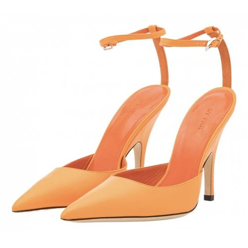 Pre-owned By Far Leather Heels In Orange