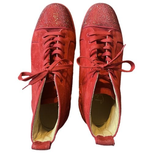 Pre-owned Christian Louboutin Louis High Trainers In Red