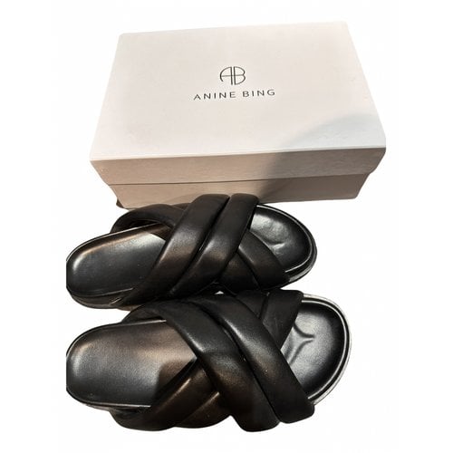 Pre-owned Anine Bing Leather Sandal In Black