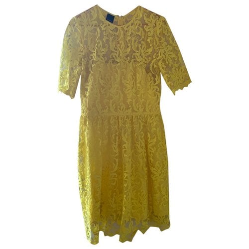 Pre-owned Pinko Lace Mid-length Dress In Yellow