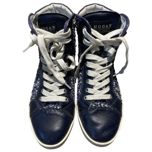 Pre-owned Hogan Leather Trainers In Blue