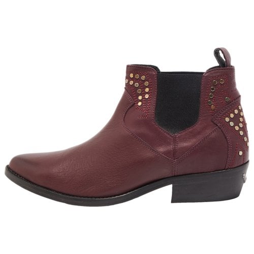 Pre-owned Zadig & Voltaire Leather Boots In Burgundy