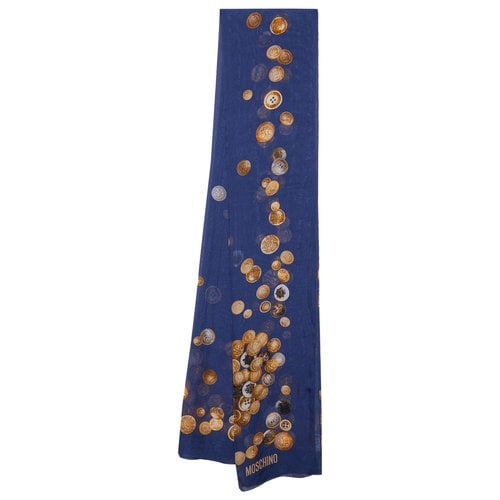 Pre-owned Moschino Silk Scarf In Navy