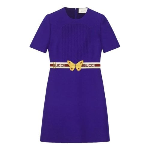 Pre-owned Gucci Wool Mini Dress In Purple