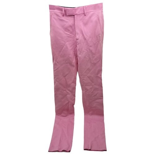 Pre-owned Gucci Leather Slim Pants In Pink