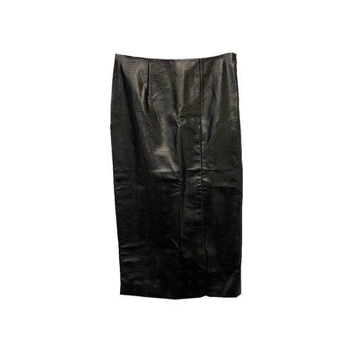 Pre-owned Rotate Birger Christensen Vegan Leather Mid-length Skirt In Black