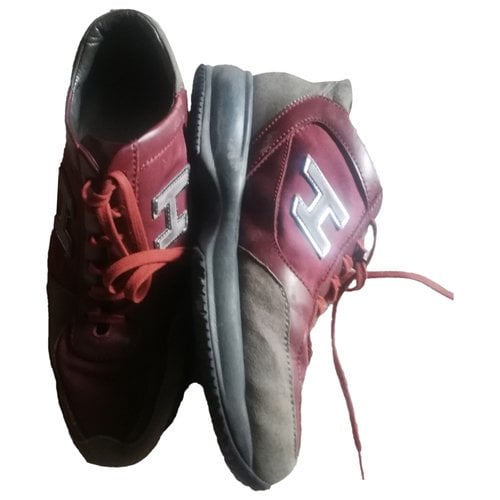 Pre-owned Hogan Cloth Trainers In Burgundy
