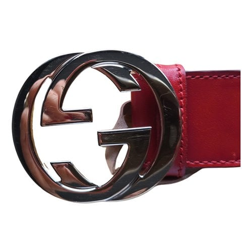Pre-owned Gucci Interlocking Buckle Cloth Belt In Red