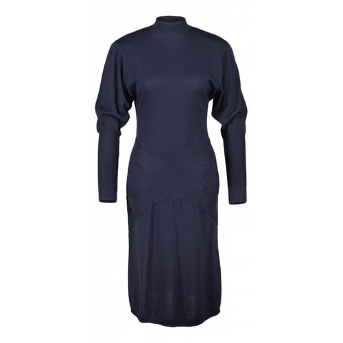 Pre-owned Alaïa Wool Mid-length Dress In Blue