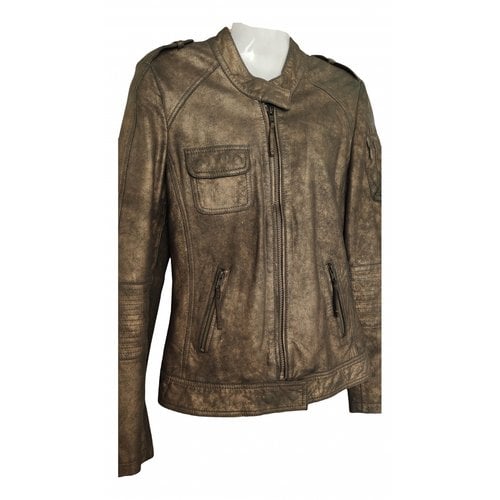 Pre-owned Ikks Leather Jacket In Gold