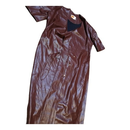 Pre-owned Nanushka Vegan Leather Maxi Dress In Brown