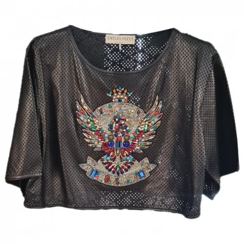 Pre-owned Emilio Pucci Leather Top In Black