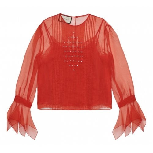 Pre-owned Gucci Silk Blouse In Red