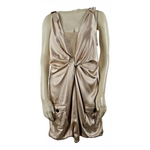 Pre-owned Dior Silk Mini Dress In Gold