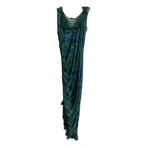 Pre-owned Emanuel Ungaro Silk Mid-length Dress In Turquoise