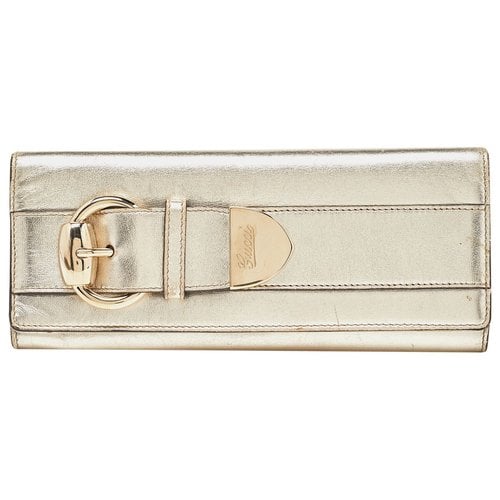 Pre-owned Gucci Leather Clutch Bag In Gold