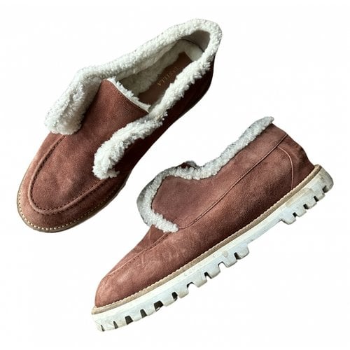 Pre-owned Le Silla Flats In Brown