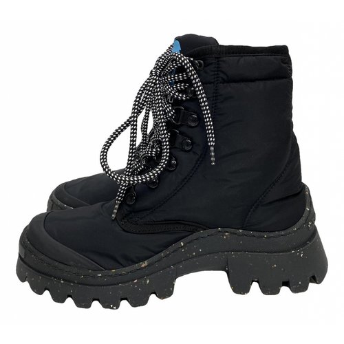 Pre-owned Dsquared2 Cloth Biker Boots In Black